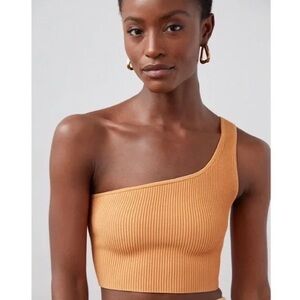 Aritzia Babaton One shoulder sculpt tank - apricot, small